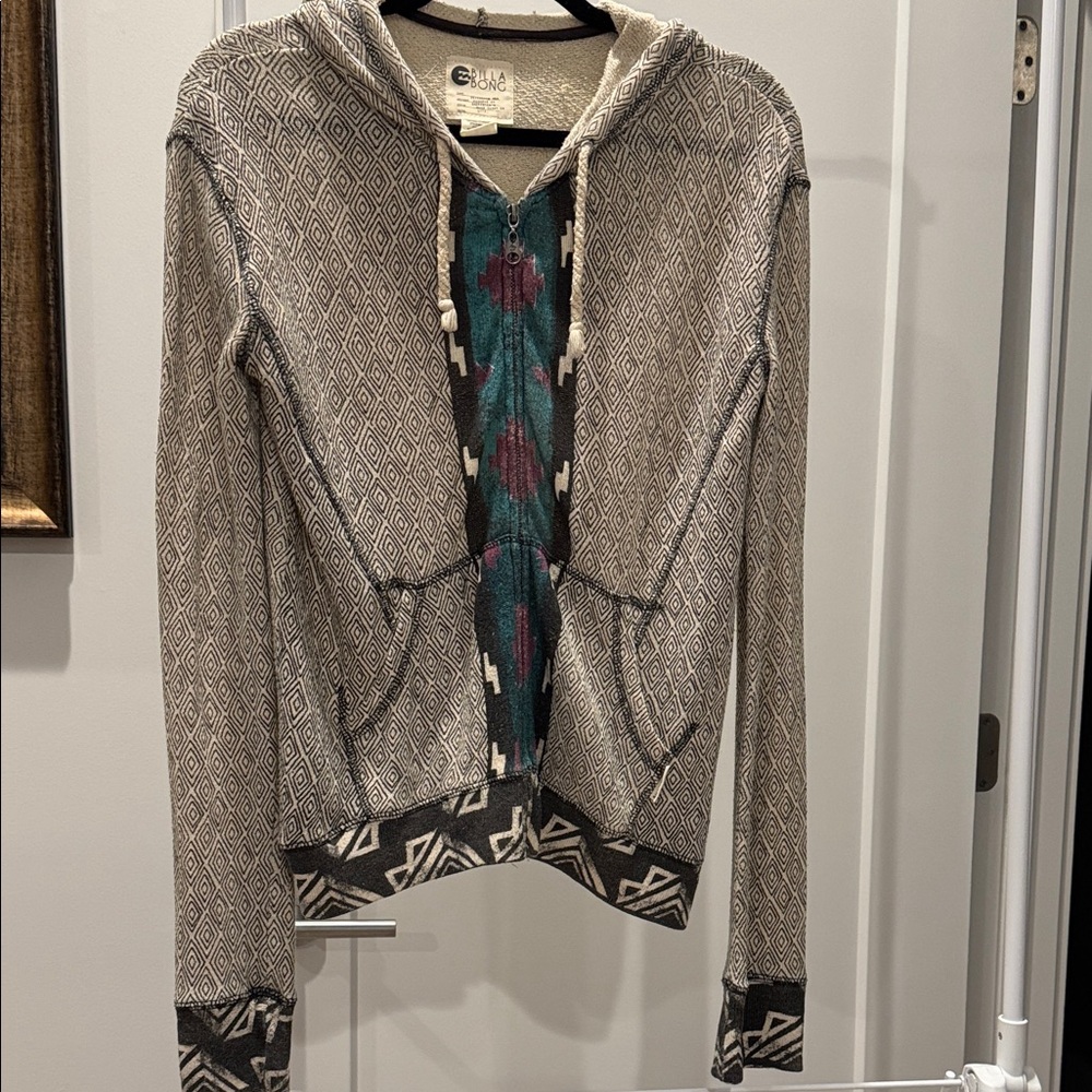 Billabong Beige and Teal Hoodie